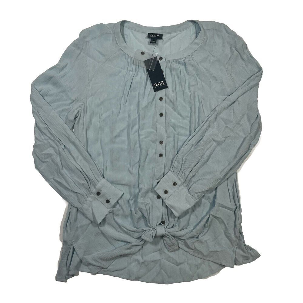 a.n.a. Shirt Womens M Aqua Button Up Rayon Long Sleeve casual NWT‎ New